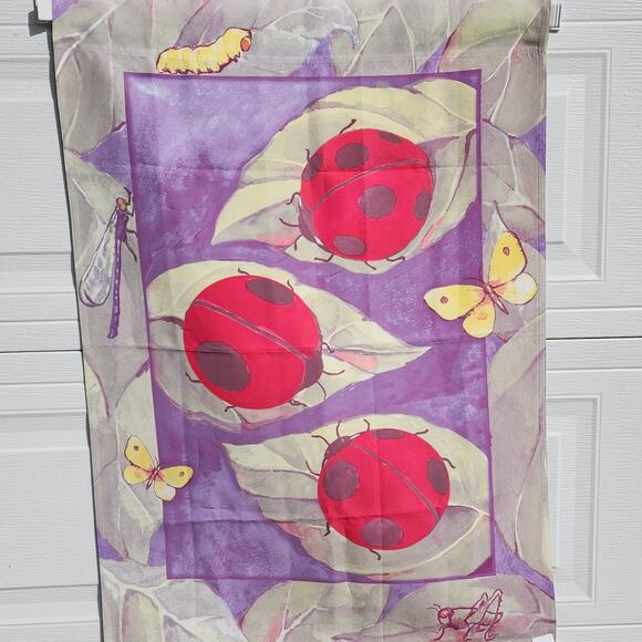 Ladybugs Butterfly Cricket DoubleSided Cloth Garden Flag Decor 41"x29.25" Summer - Picture 1 of 4